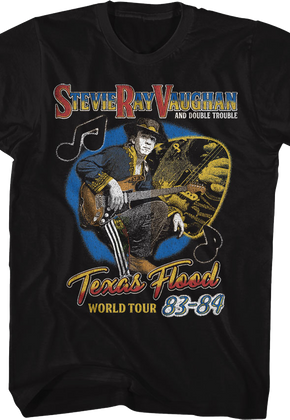Front & Back Texas Flood World Tour Stevie Ray Vaughan T-Shirt