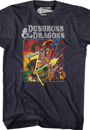 Navy Heather Cartoon Characters Dungeons & Dragons T-Shirt