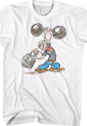 Weightlifting Sketch Popeye T-Shirt