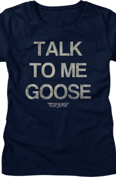Womens Distressed Talk To Me Goose Top Gun Shirt