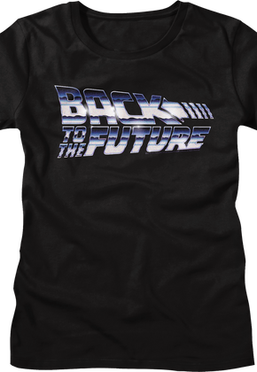 Womens Faux Chrome Logo Back To The Future Shirt