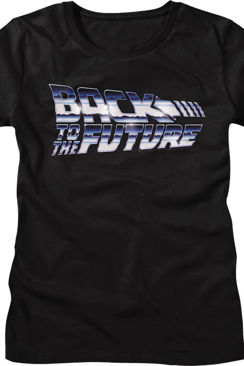 Womens Faux Chrome Logo Back To The Future Shirt