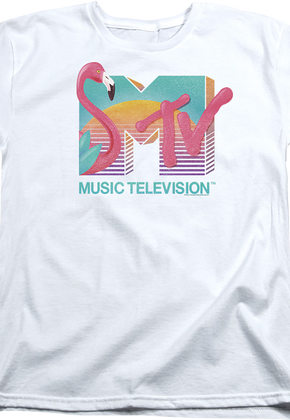 Womens Flamingo Sunset Logo MTV Shirt