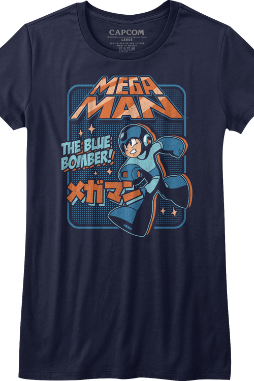 Womens Japanese Blue Bomber Mega Man Shirt