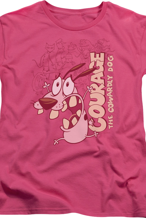 Womens Running Scared Courage The Cowardly Dog Shirt